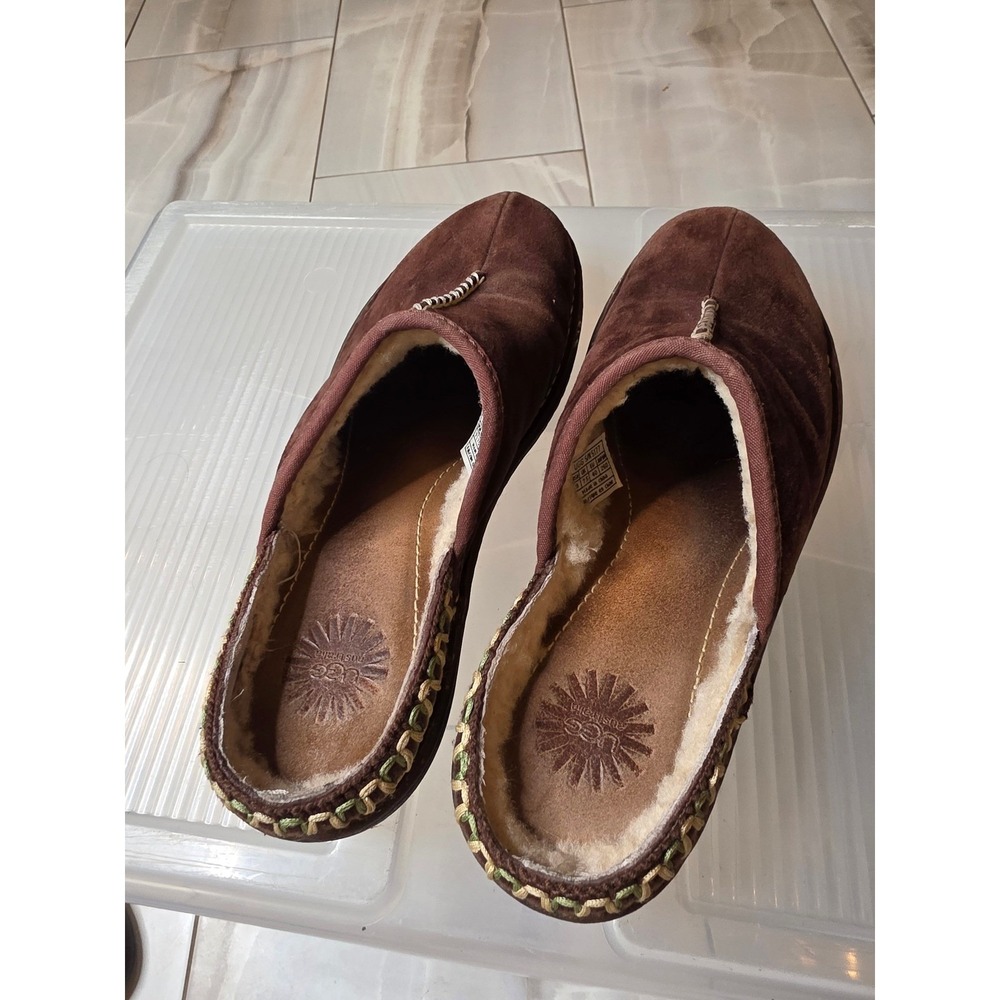 UGG Australia Nightengale Suede Sheepskin Clogs Mules Brown‎ 5177 Womens 9 - Picture 12 of 16